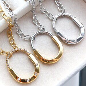 Lock Style Design Pendant Necklace Stainless Steel